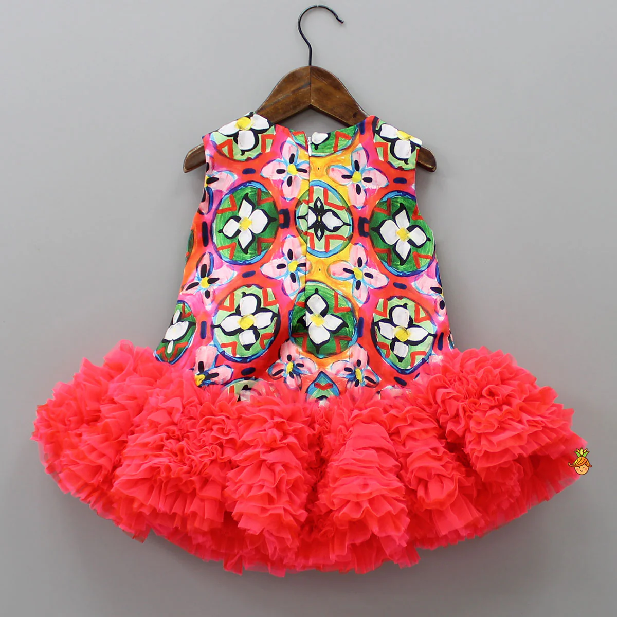 Abstract Printed Dress With Shaded Frills - Image 2