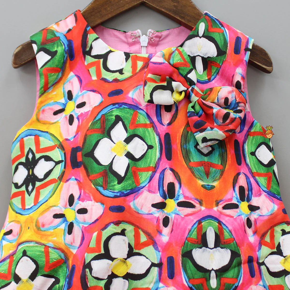 Abstract Printed Dress With Shaded Frills - Image 3