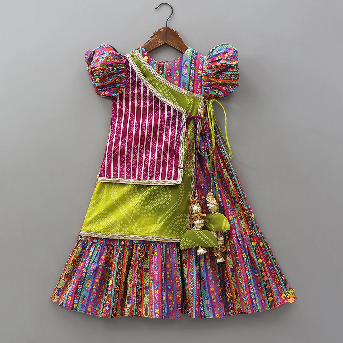 Adorable Floral Printed Kurti With One-Sided Dual Flap
