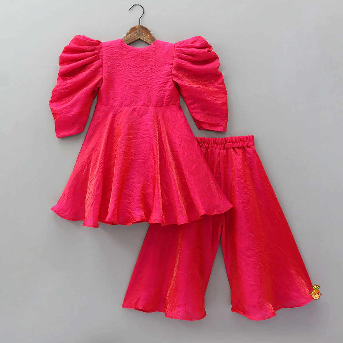 Adorable Shimmery Kurti With Embroidered Jacket And Flared Palazzo - Image 3