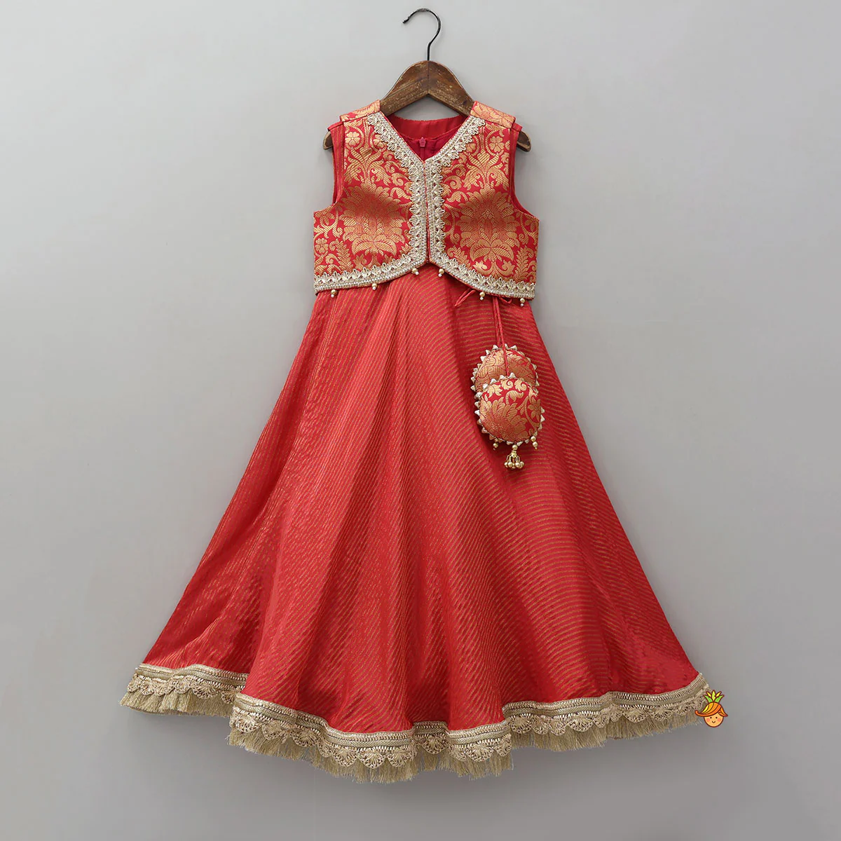 Anarkali With Brocade Jacket And Matching Dupatta - Image 3
