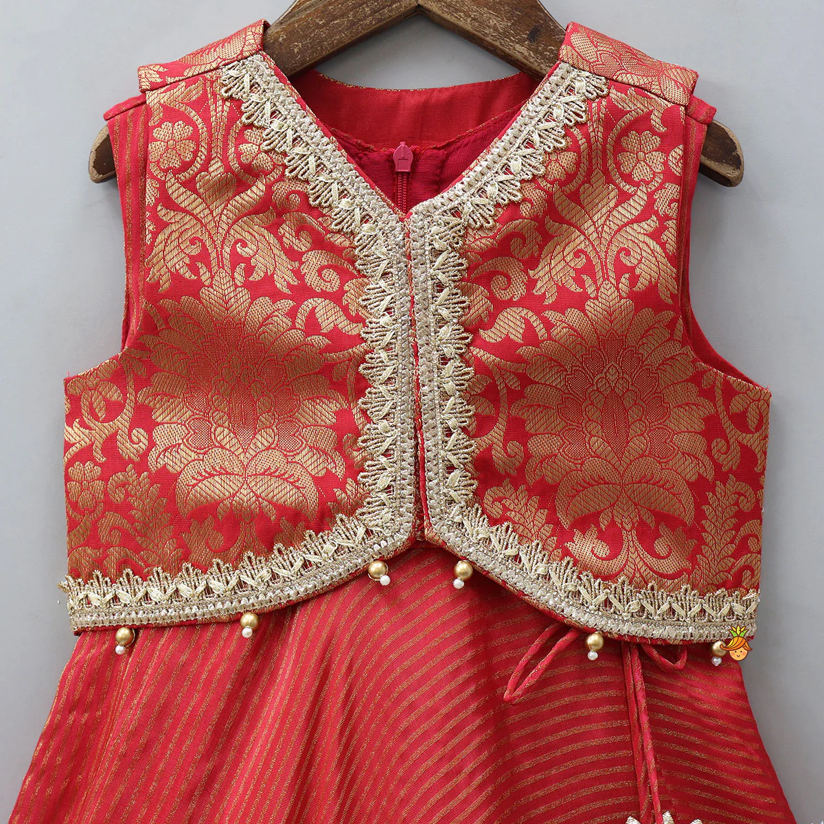 Anarkali With Brocade Jacket And Matching Dupatta - Image 6