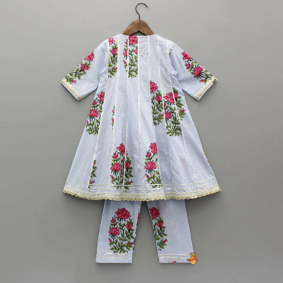 Angarkha Style Flared Long Kurti With Pant - Image 2