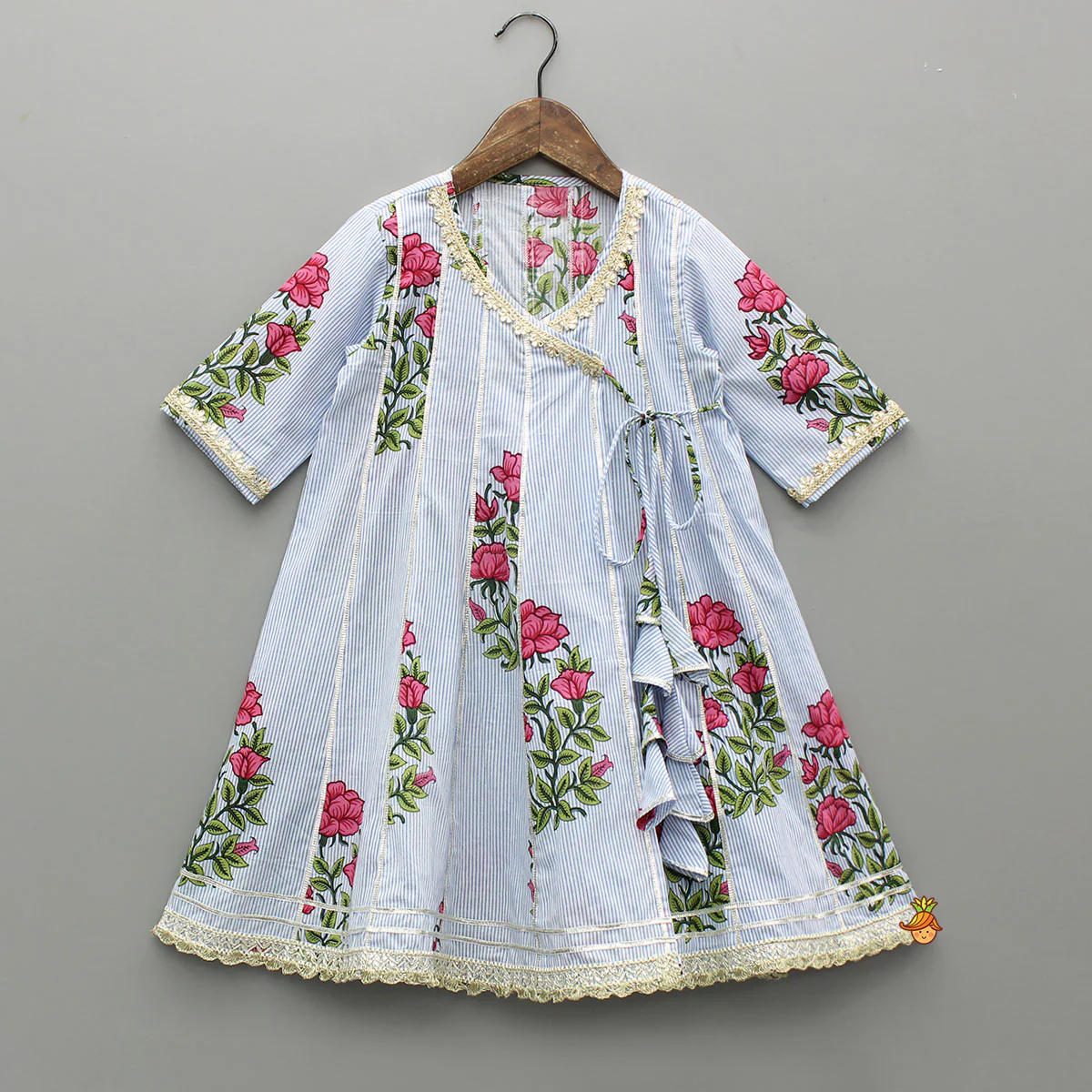 Angarkha Style Flared Long Kurti With Pant - Image 3