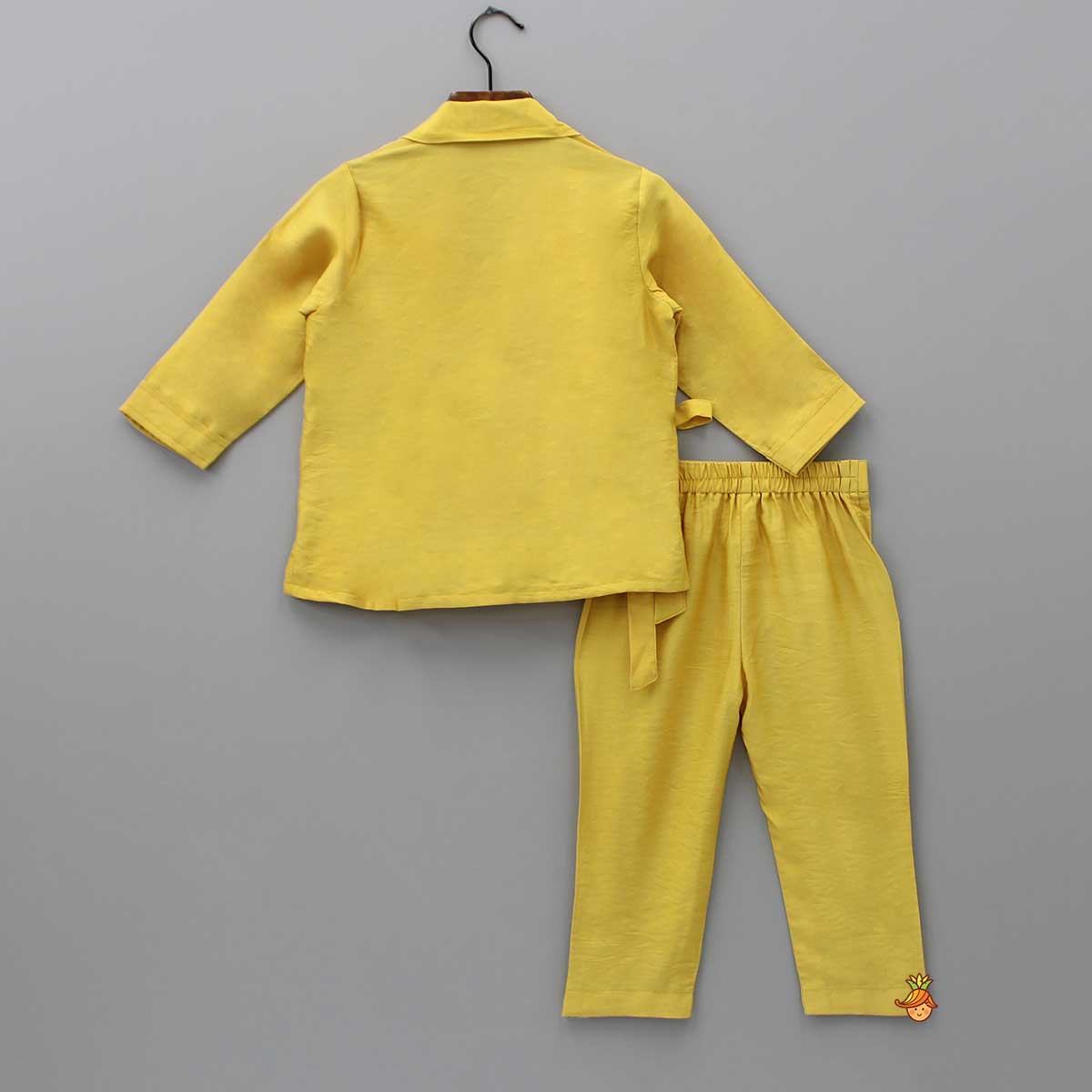 Animal Embroidered Front Overlap Shirt With Tie-Ups And Pant - Image 2