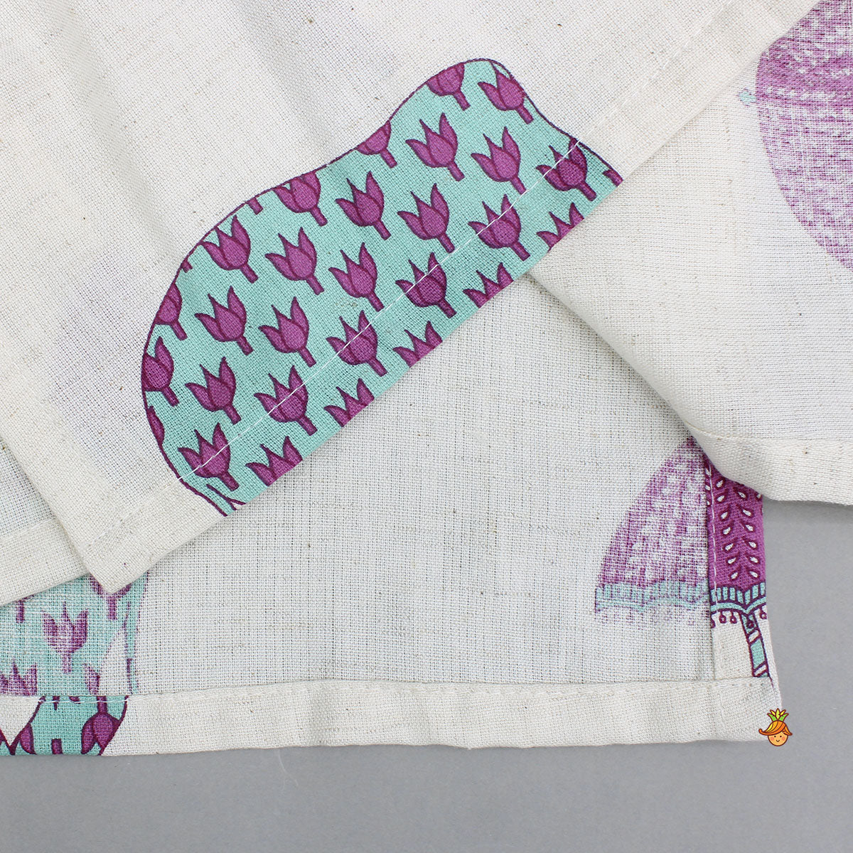 Animal Printed Off White Khadi Cotton Kurta With Pyjama - Image 5