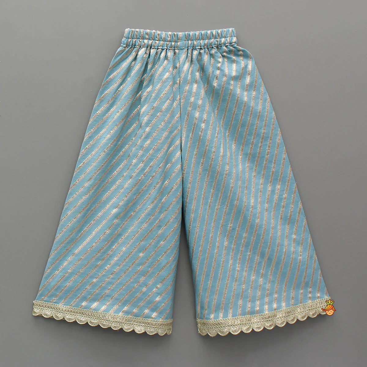 Ash Blue Front Slit Top And Flared Palazzo - Image 4