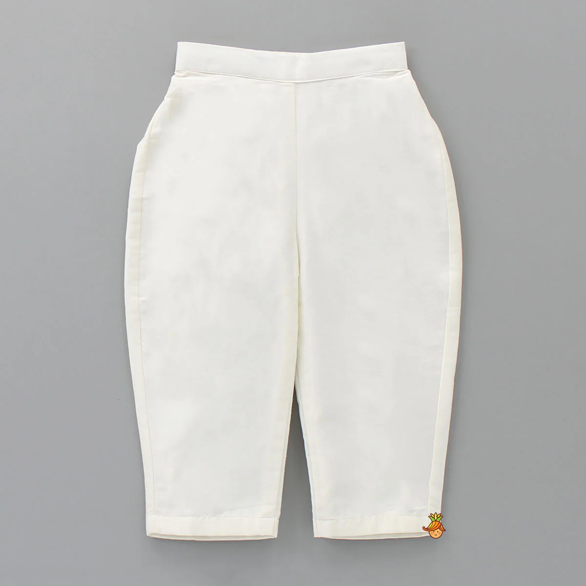 Attached Flap Off White Velvet Kurta And Pyjama - Image 4