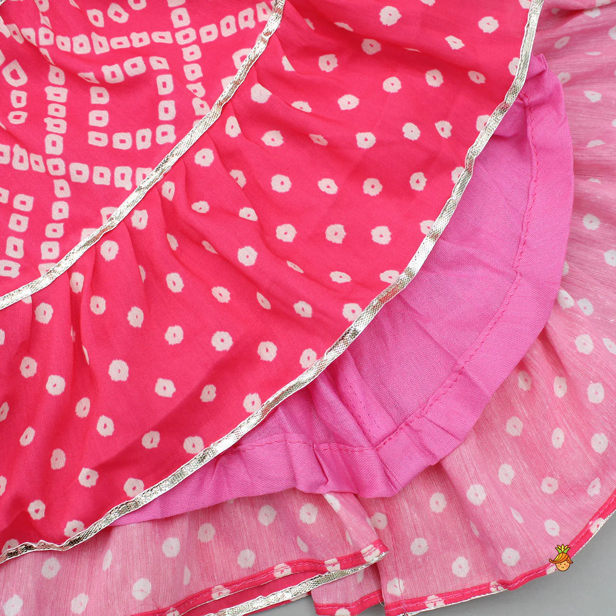 Bandhani Printed And Gota Lace Detailed Tiered Dress - Image 4