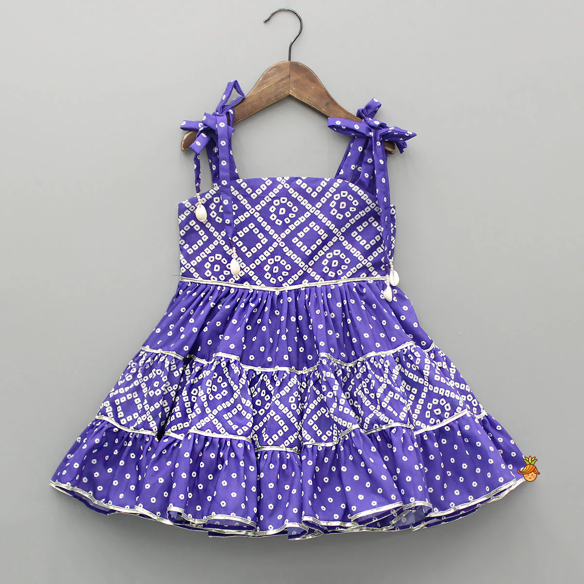 Bandhani Printed And Gota Lace Detailed Tiered Kurti
