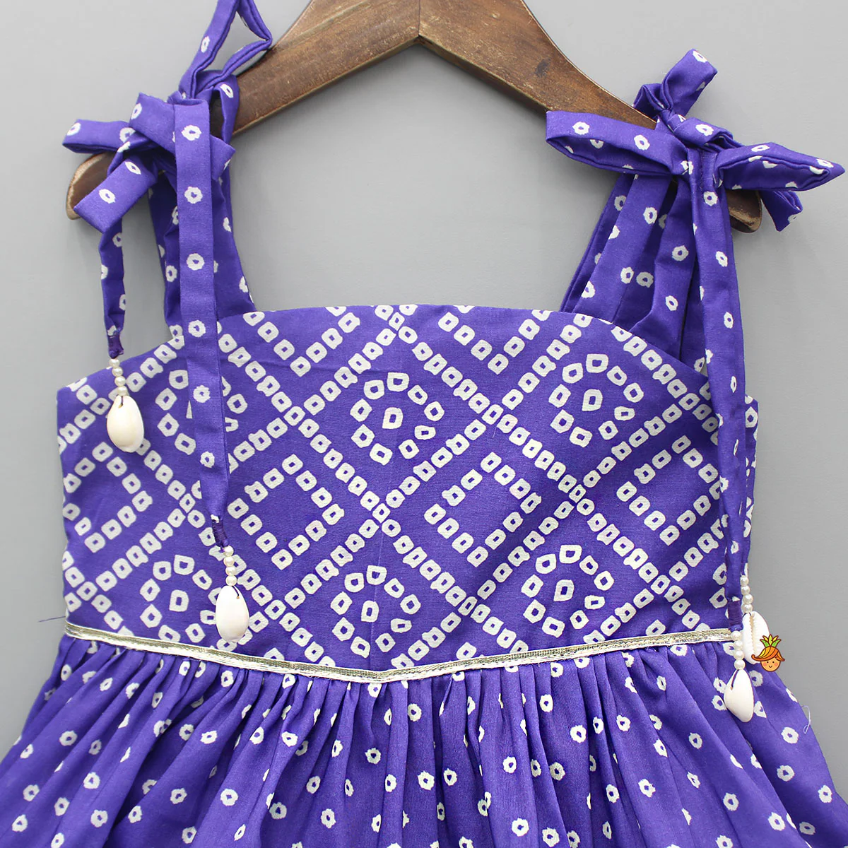 Bandhani Printed And Gota Lace Detailed Tiered Kurti - Image 3