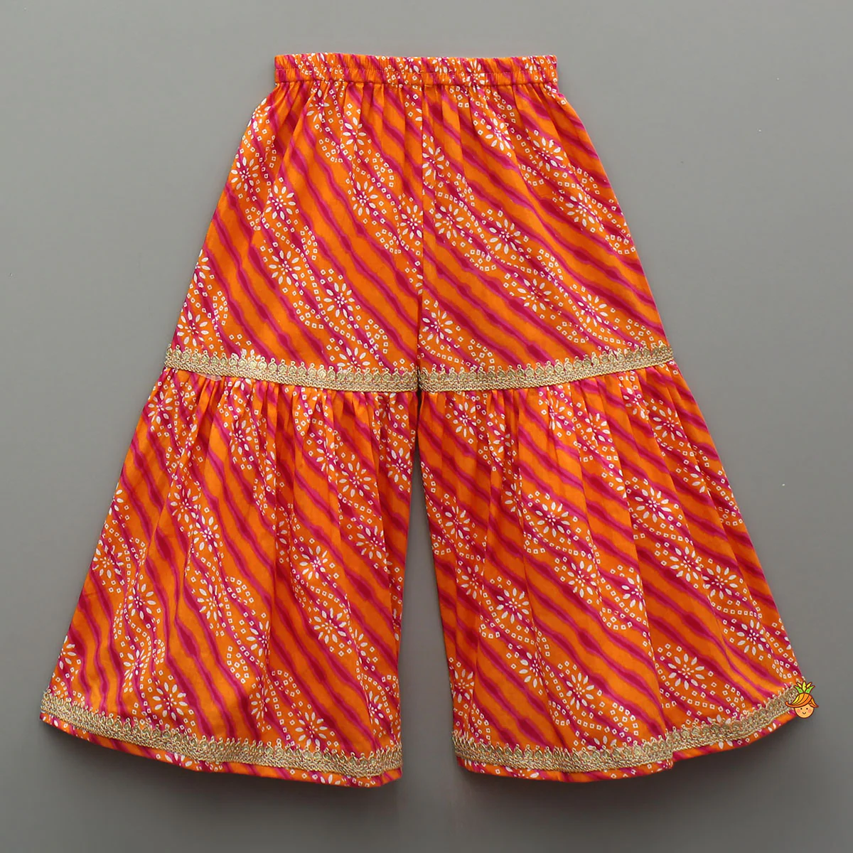 Bandhani Printed Faux Angarkha Style Leheriya Kurti With Sharara And Dupatta - Image 5