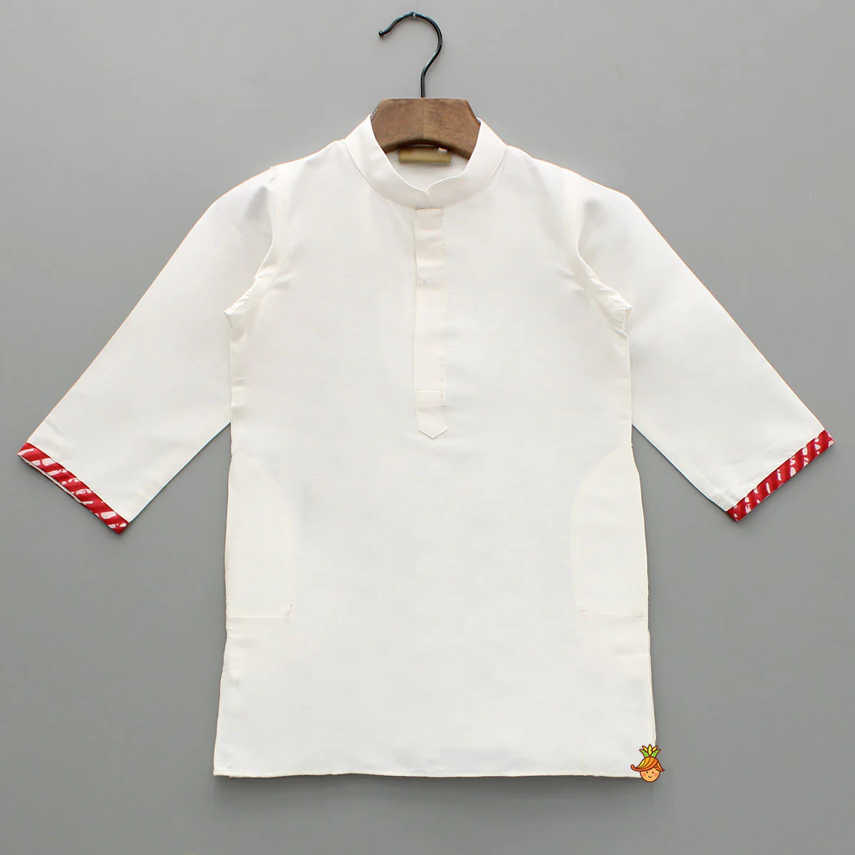 Bandhani Printed Kurta With Red Jacket And Leheriya Dhoti - Image 4