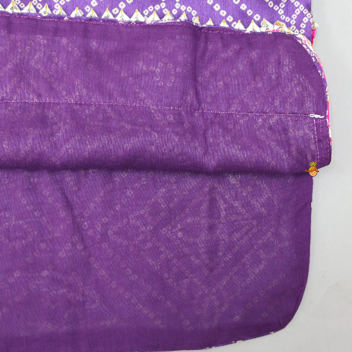 Bandhani Printed Kurti And Pleated Salwar With Matching Fringed Dupatta - Image 6