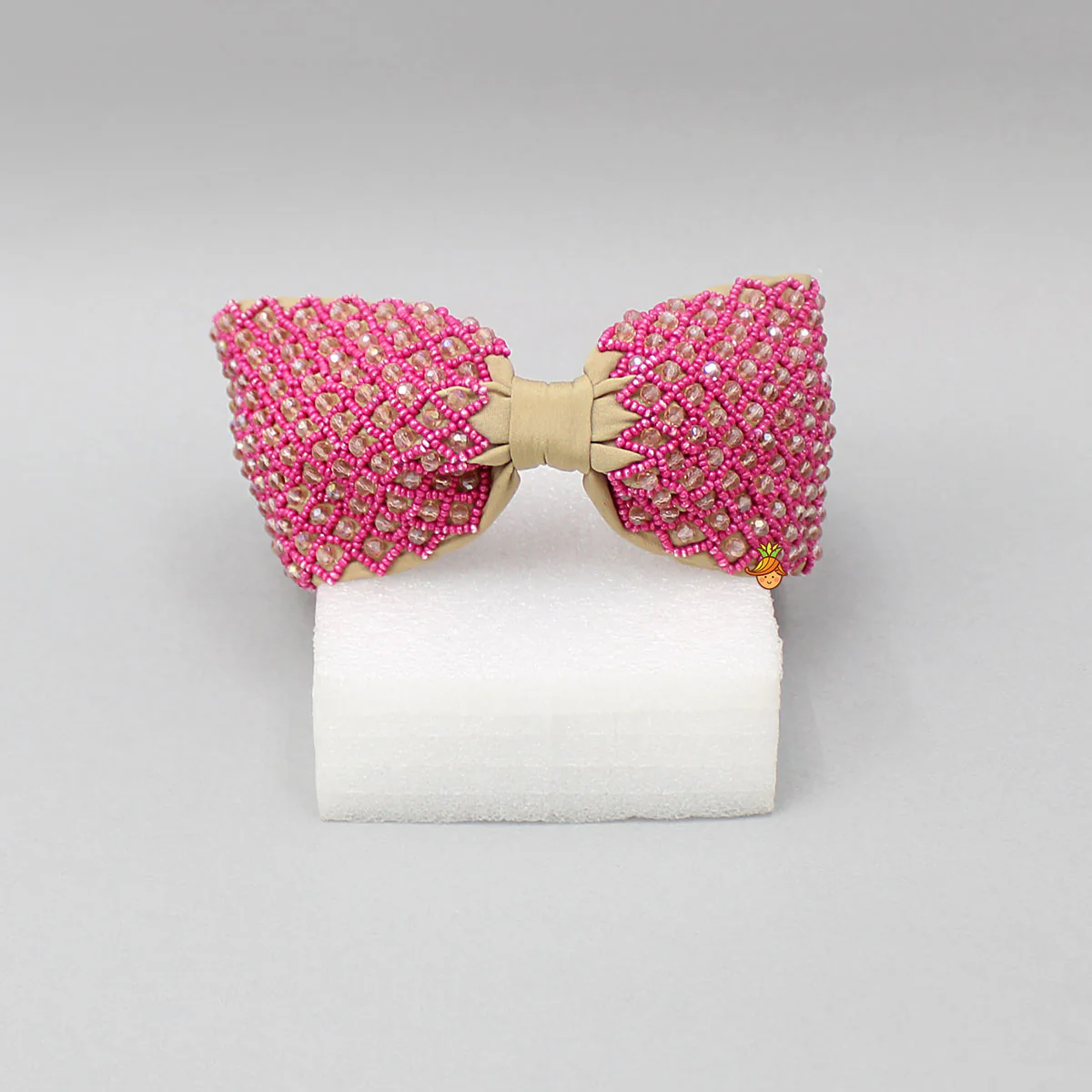 Beaded Checks Embroidered Biege Hair Band - Image 2