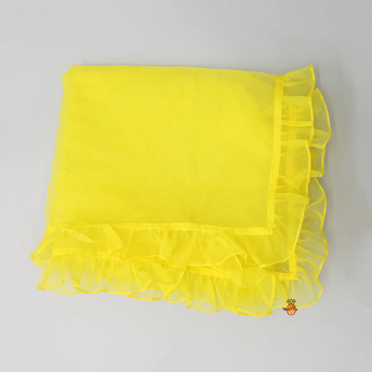 Beaded Yellow Top And Shibori Printed Lehenga With Ruffle Dupatta - Image 10