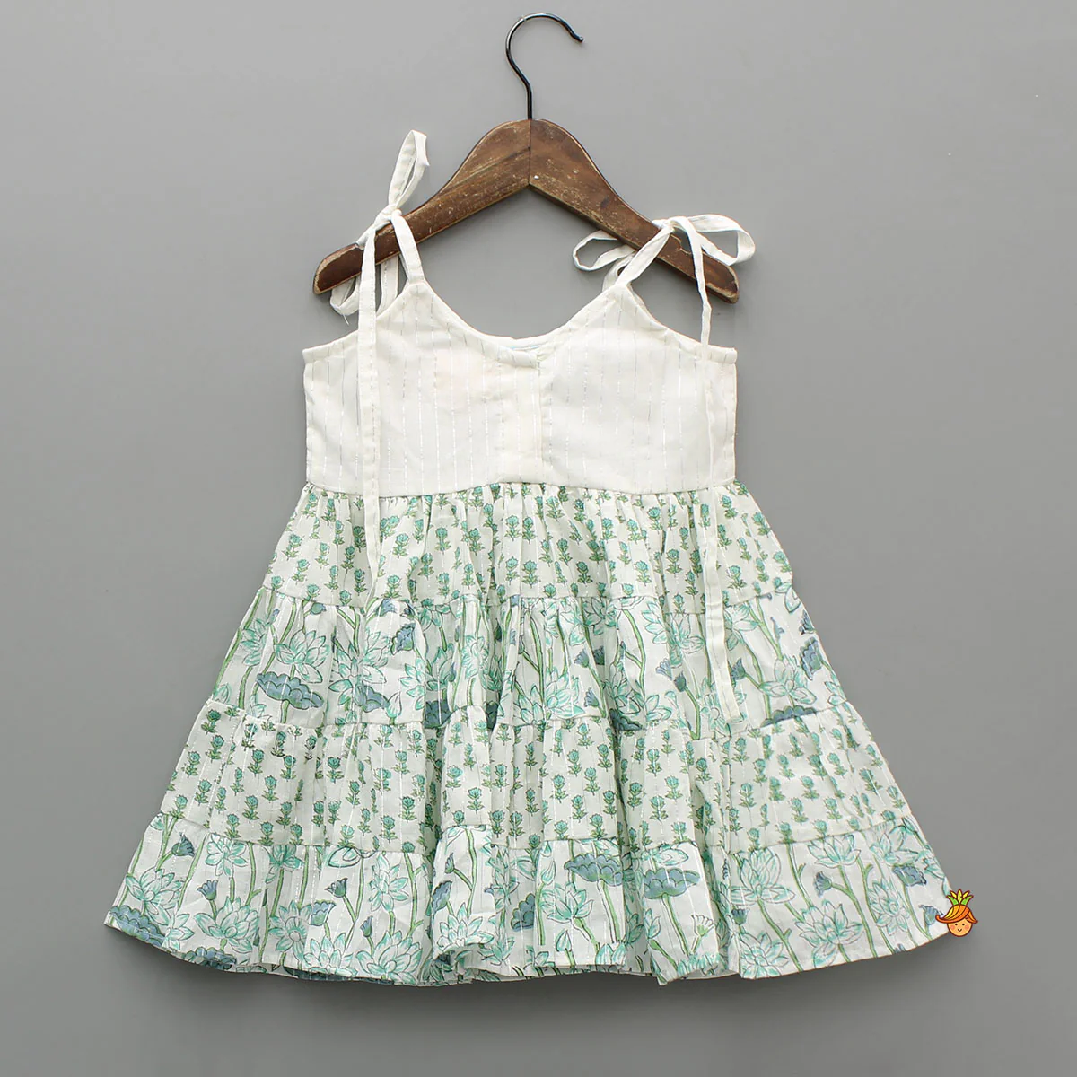 Beads Hand Embroidered Yoke Tie Up Straps Dress - Image 2