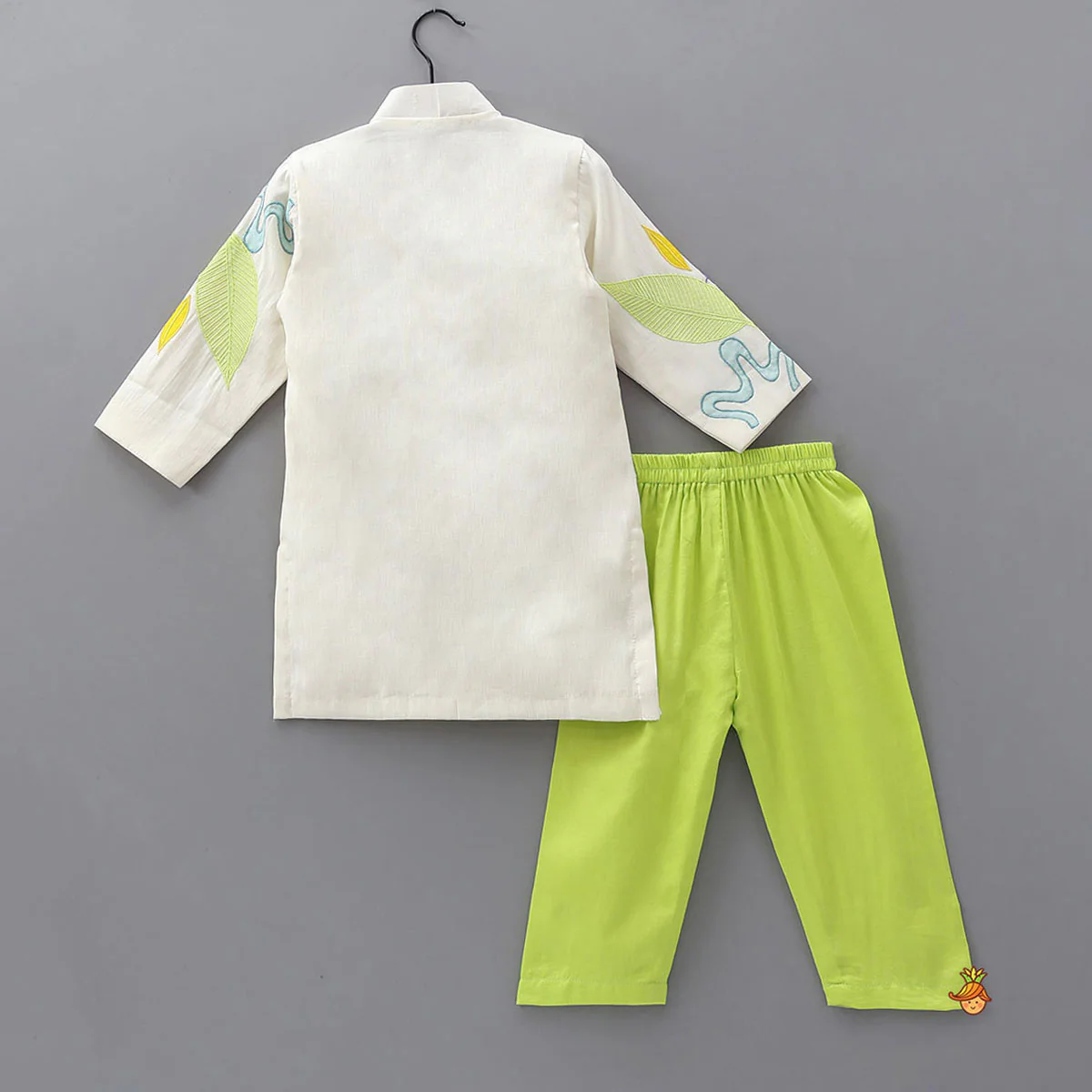 Beautiful Applique Work Kurta With Contrasting Pyjama - Image 2