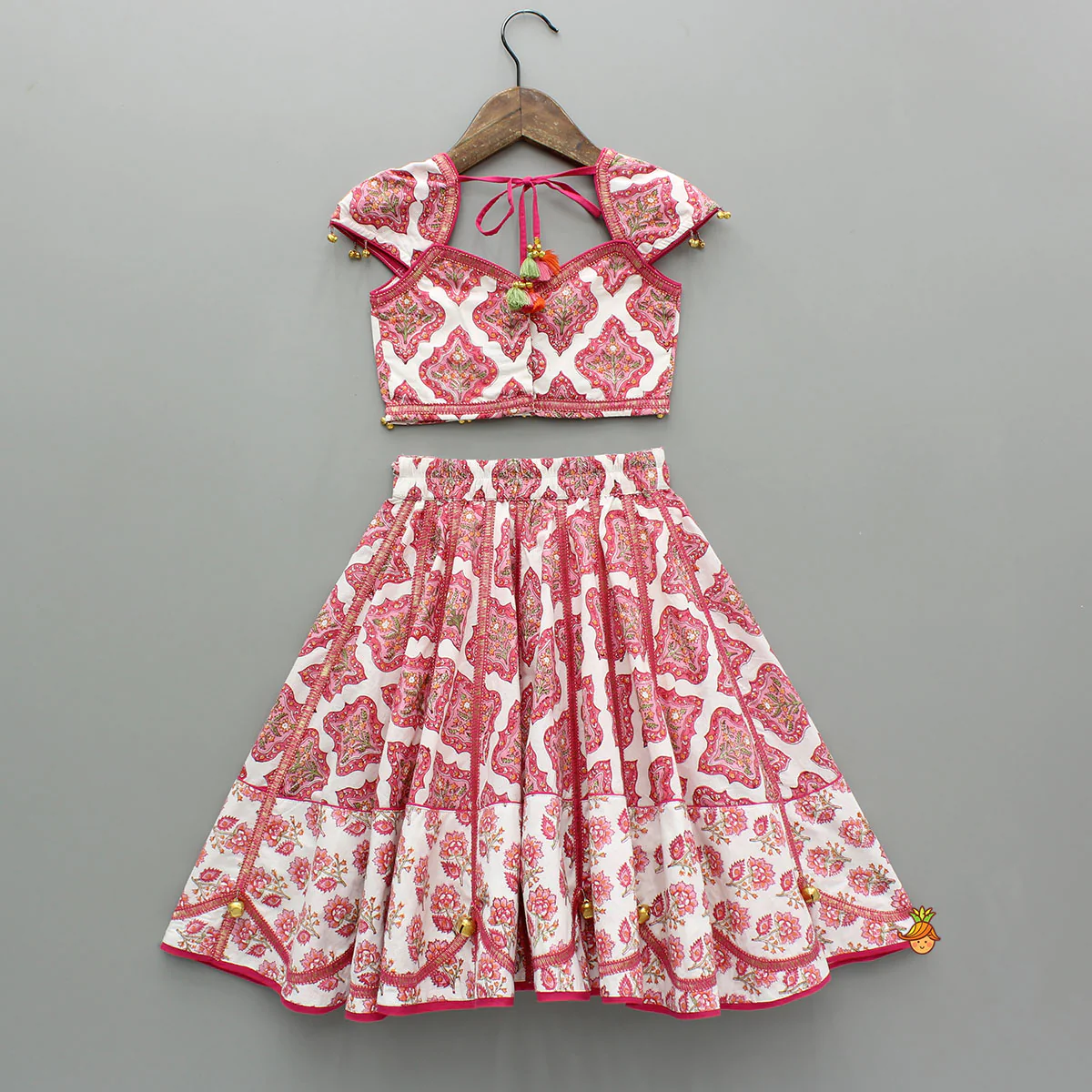 Beautiful Cotton Printed Sweetheart Neck Top With Printed Lehenga And Dupatta - Image 2