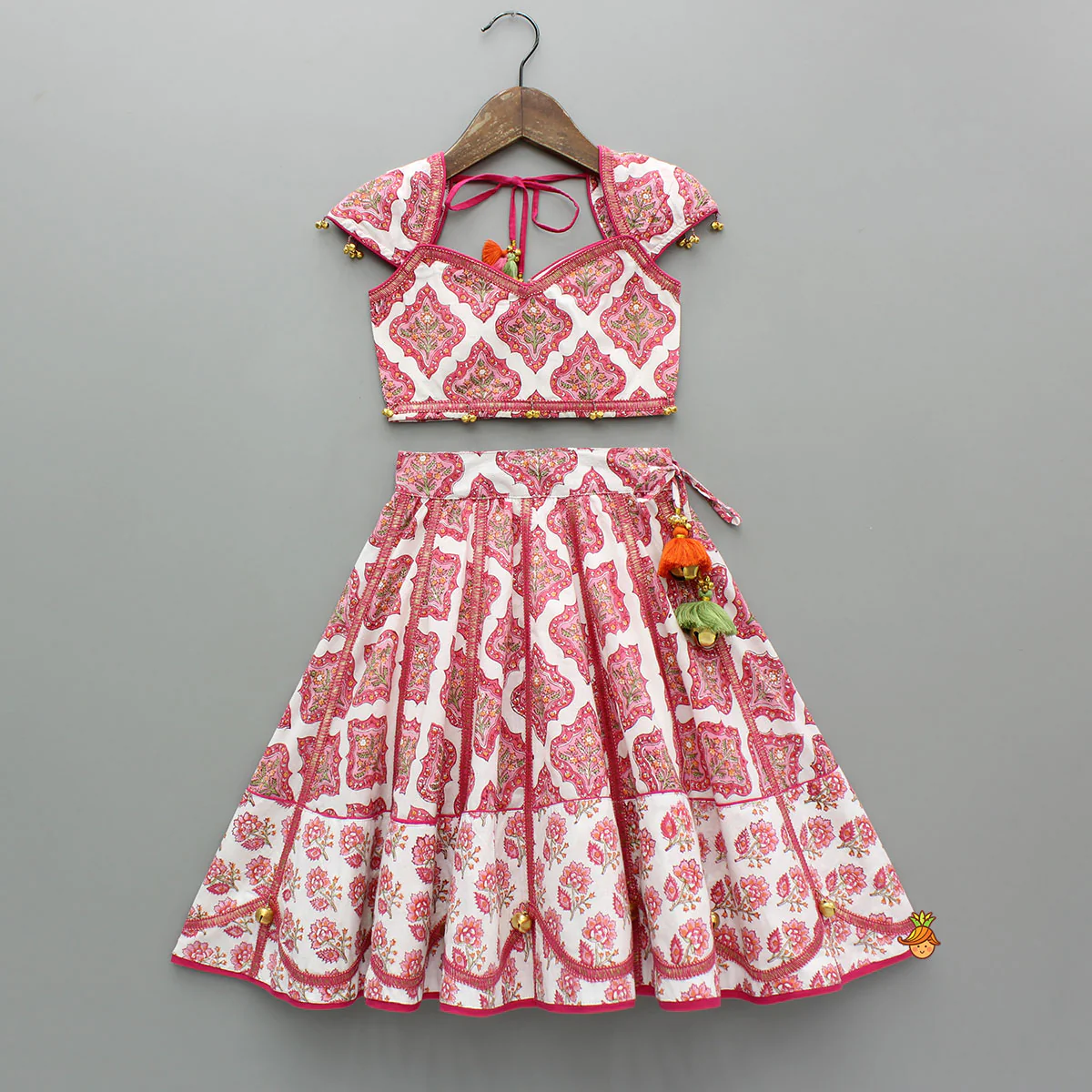 Beautiful Cotton Printed Sweetheart Neck Top With Printed Lehenga And Dupatta - Image 3
