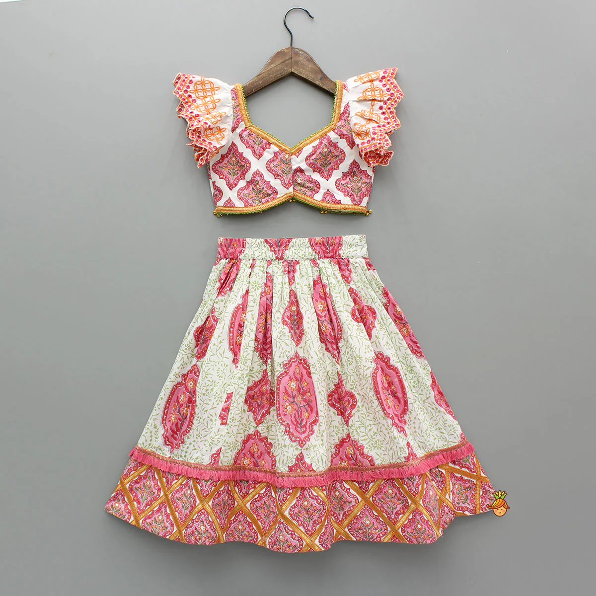 Beautiful Cotton Printed Top With Printed Lehenga And Dupatta - Image 2
