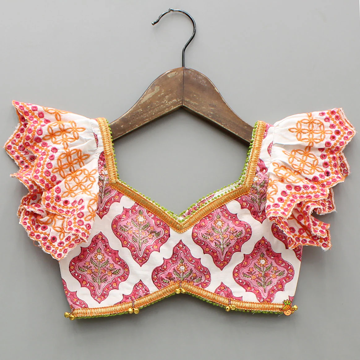 Beautiful Cotton Printed Top With Printed Lehenga And Dupatta - Image 4