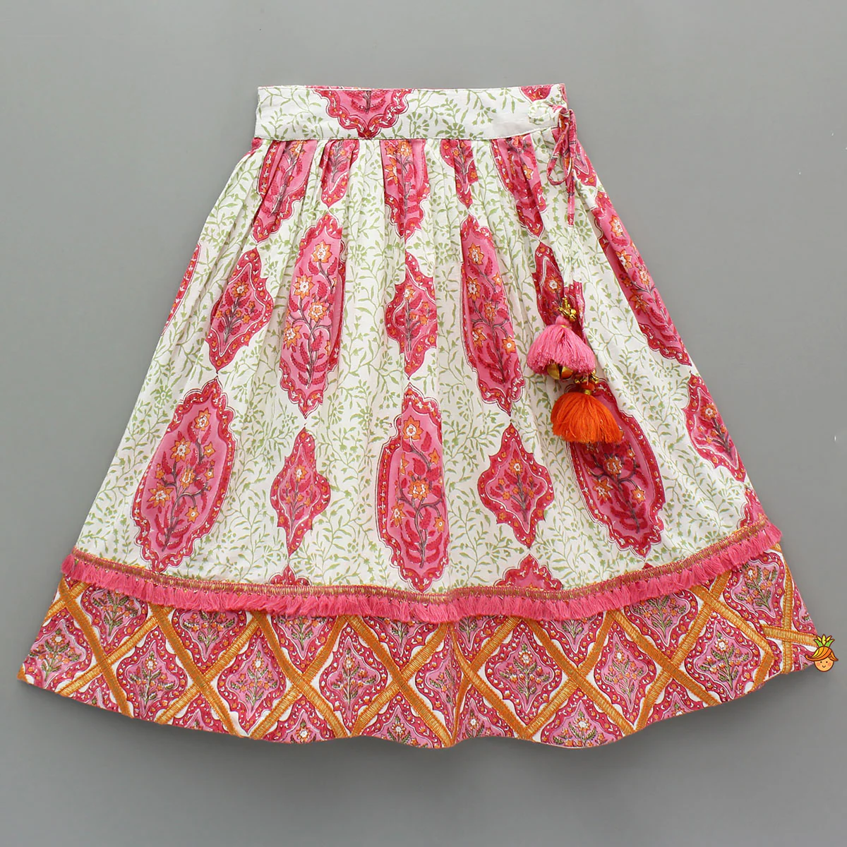 Beautiful Cotton Printed Top With Printed Lehenga And Dupatta - Image 5