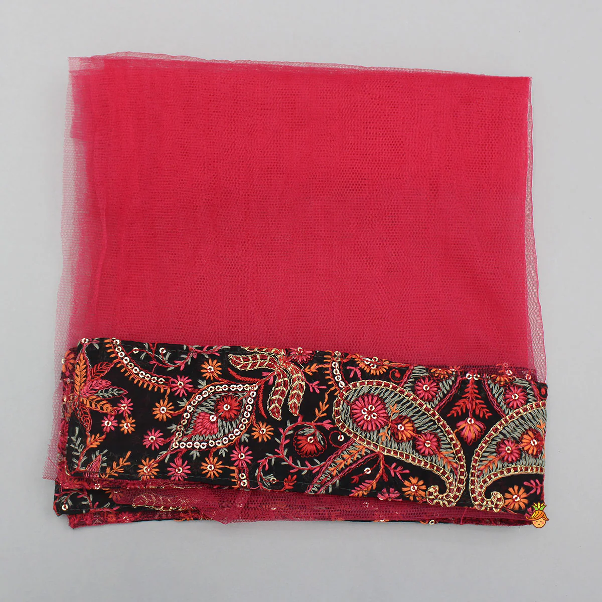 Beautiful Embroidered Pink Top With Floral Embroidered Lehenga And Dupatta - Image 10