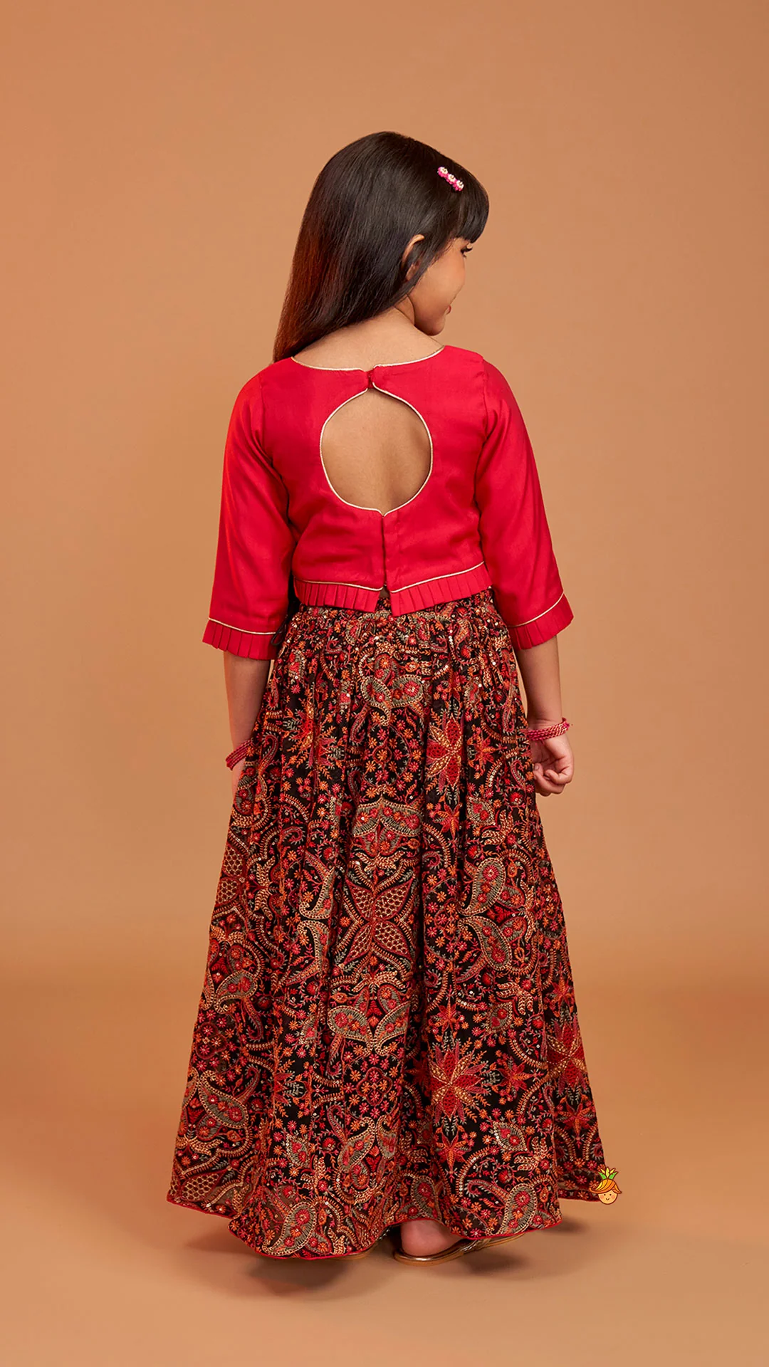 Beautiful Embroidered Pink Top With Floral Embroidered Lehenga And Dupatta - Image 7