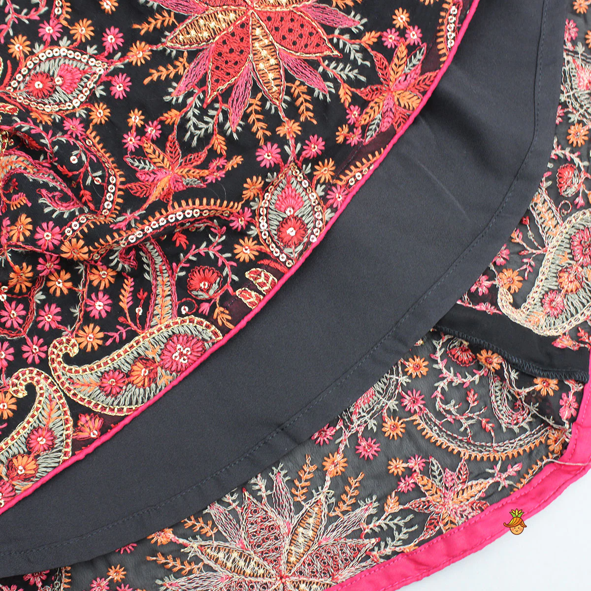 Beautiful Embroidered Pink Top With Floral Embroidered Lehenga And Dupatta - Image 9