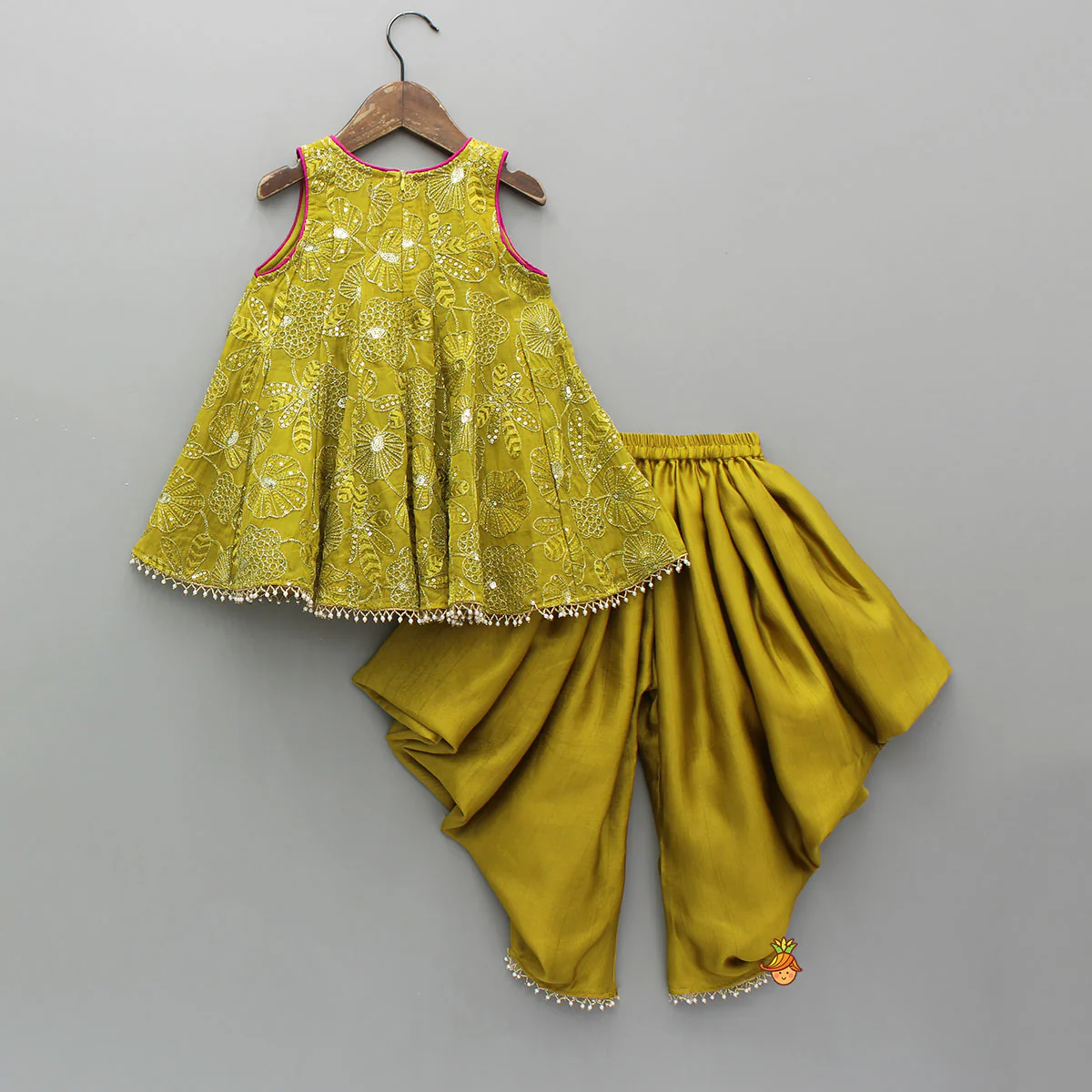 Beautiful Floral Embroidered Sleeveless Georgette Top With Dhoti And Dupatta - Image 2