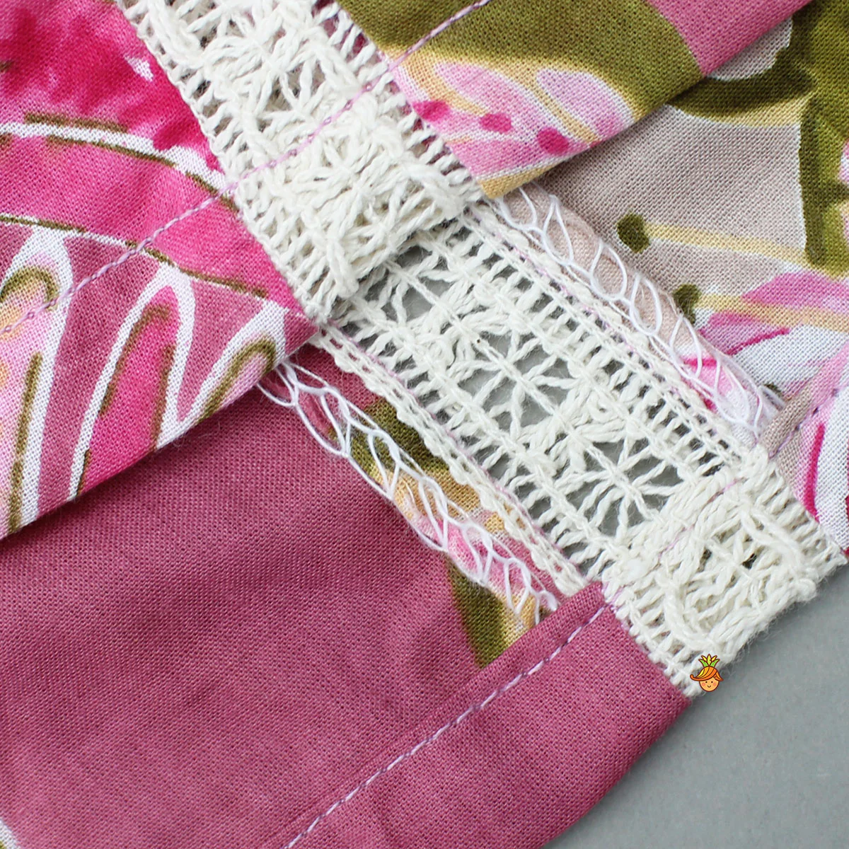 Beautiful Floral Printed Cotton Top With Matching Lehenga And Elasticated Bandana - Image 7