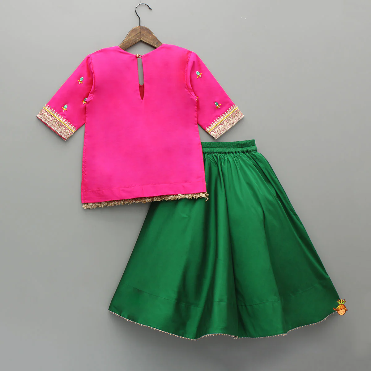 Beautiful Lace Work Beaded Kurti With Lehenga And Dupatta - Image 2
