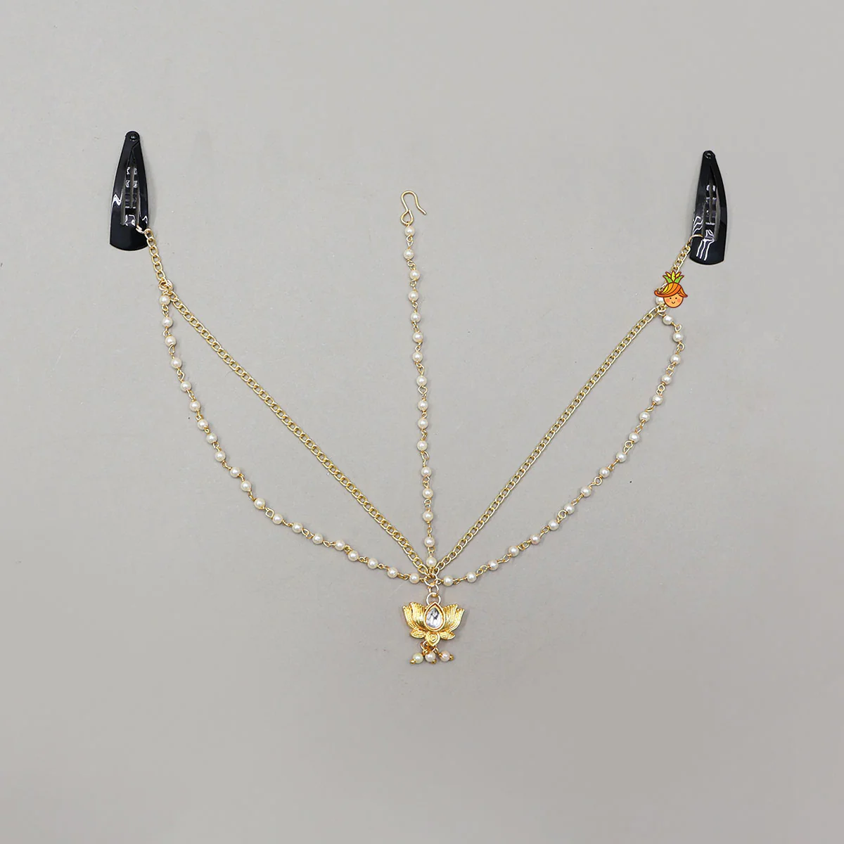 Beautiful Lotus Chain Maang Tikka