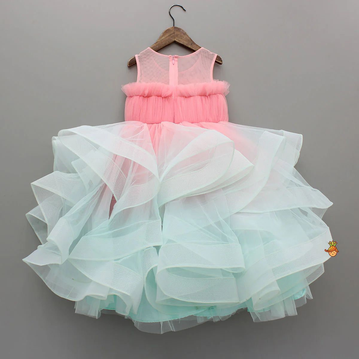 Beautiful Ombre Ruffled Gown With Butterfly Embellishments - Image 2