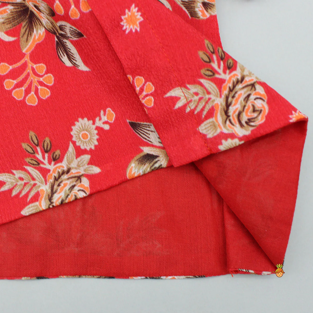 Beautiful Red Floral Printed Top With Tie-Up Jacket And Sharara - Image 7