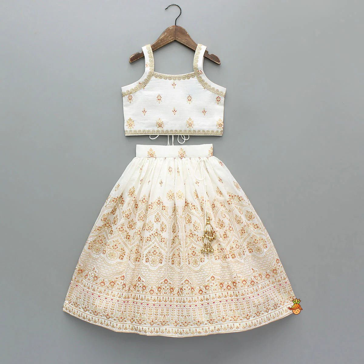 Beautiful Strappy Lace Detailed Top With Matching Lehenga And Dupatta - Image 3
