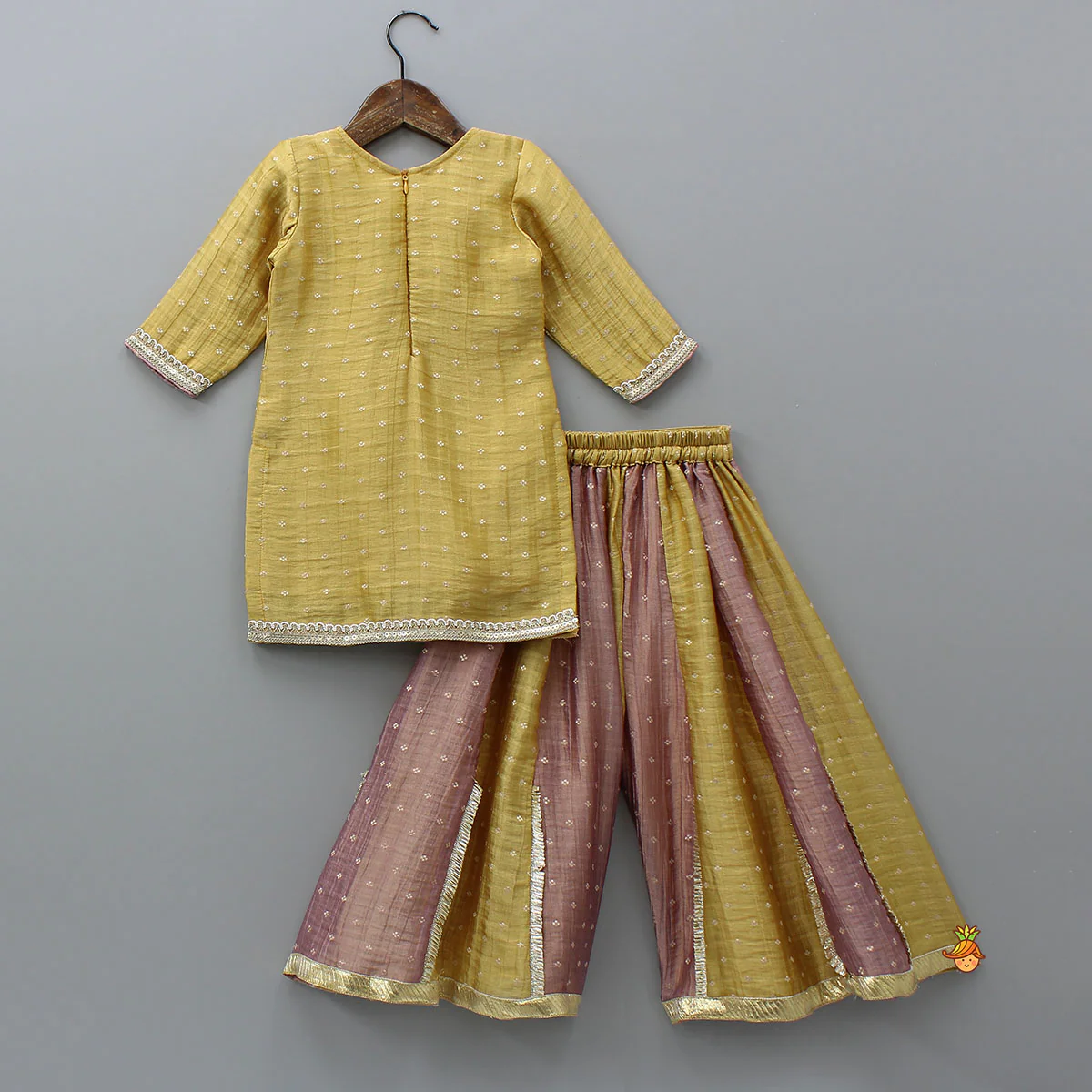 Beautiful V Neck Kurti With Colour Block Palazzo And Dupatta - Image 2
