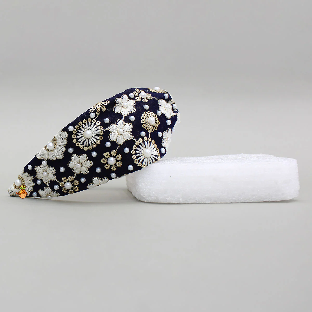 Beautifully Embroidered Blue Hair Band - Image 3