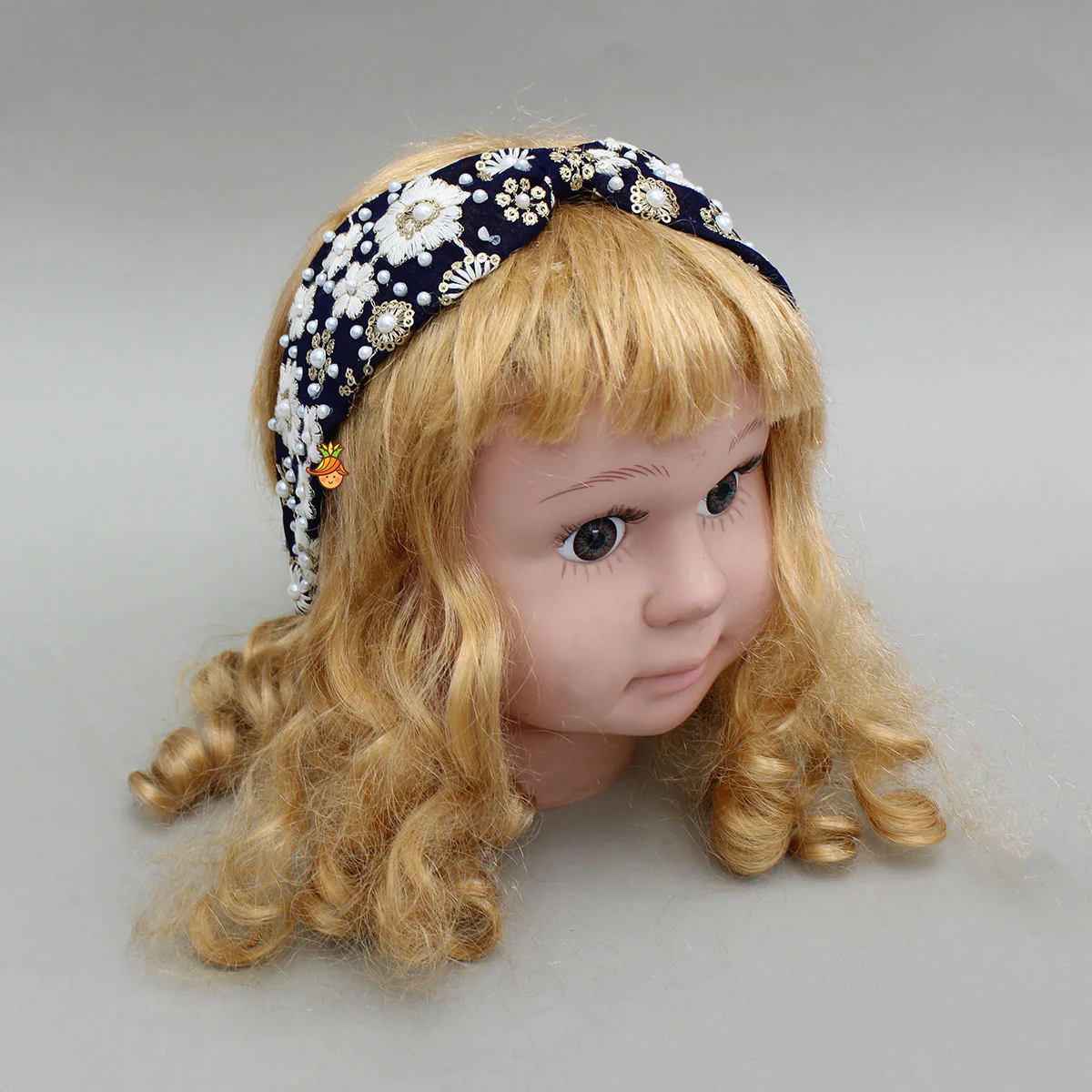 Beautifully Embroidered Blue Hair Band - Image 4