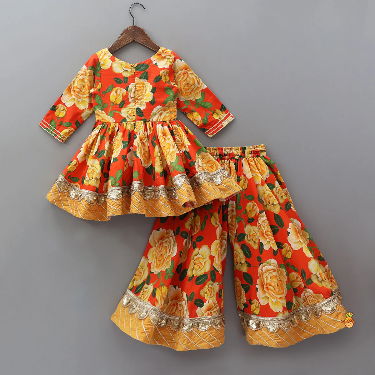 Beautifully Printed Kurti With Flared Palazzo And Matching Dupatta - Image 2