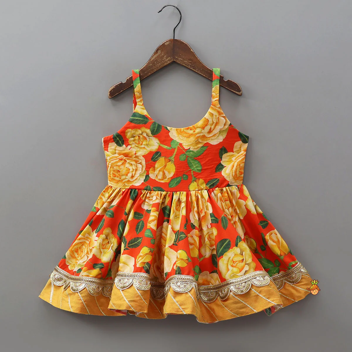 Beautifully Printed Strappy Kurti With Flared Palazzo And Matching Dupatta - Image 4