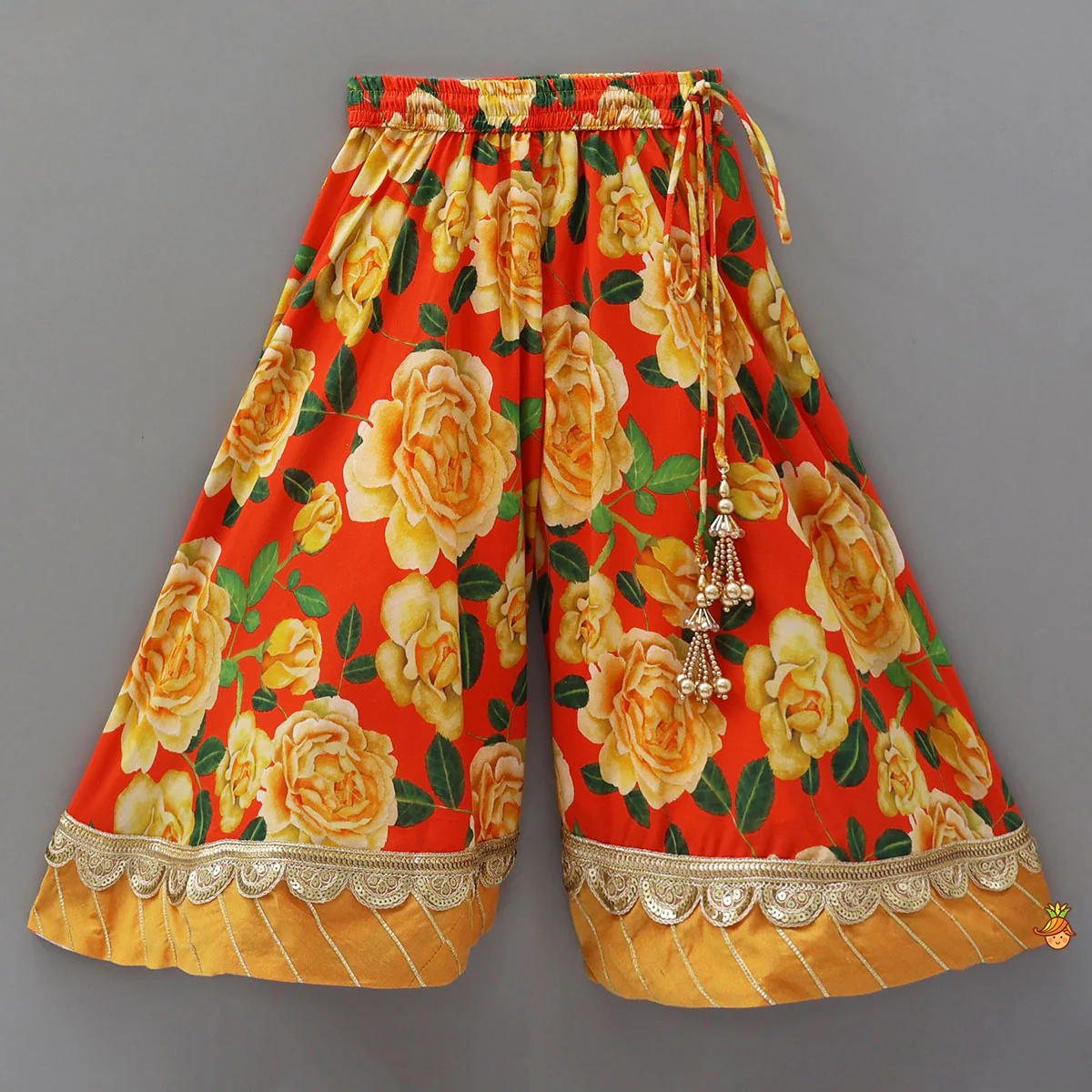 Beautifully Printed Strappy Kurti With Flared Palazzo And Matching Dupatta - Image 5