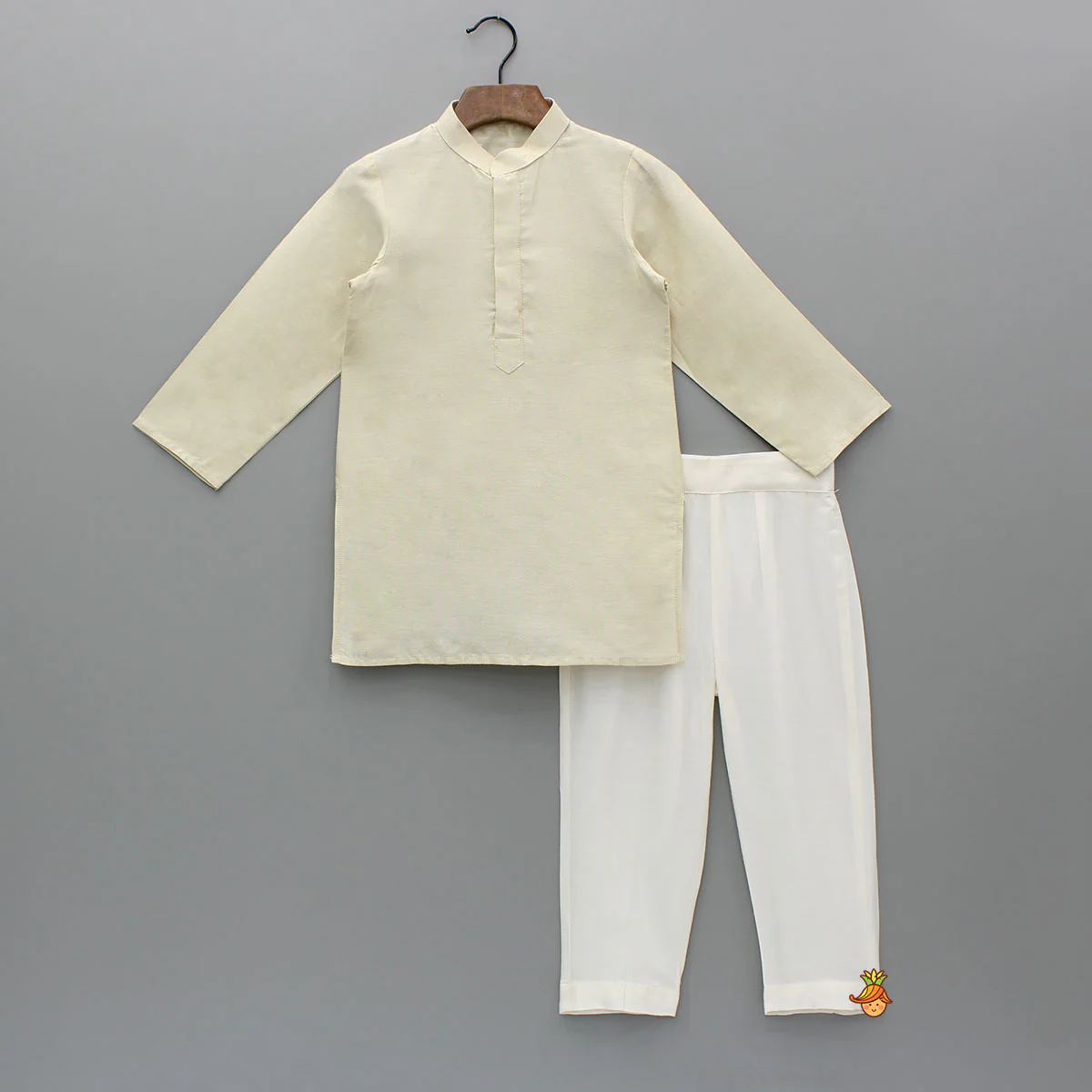 Beige Kurta With Embroidered Jacket And Pant - Image 3