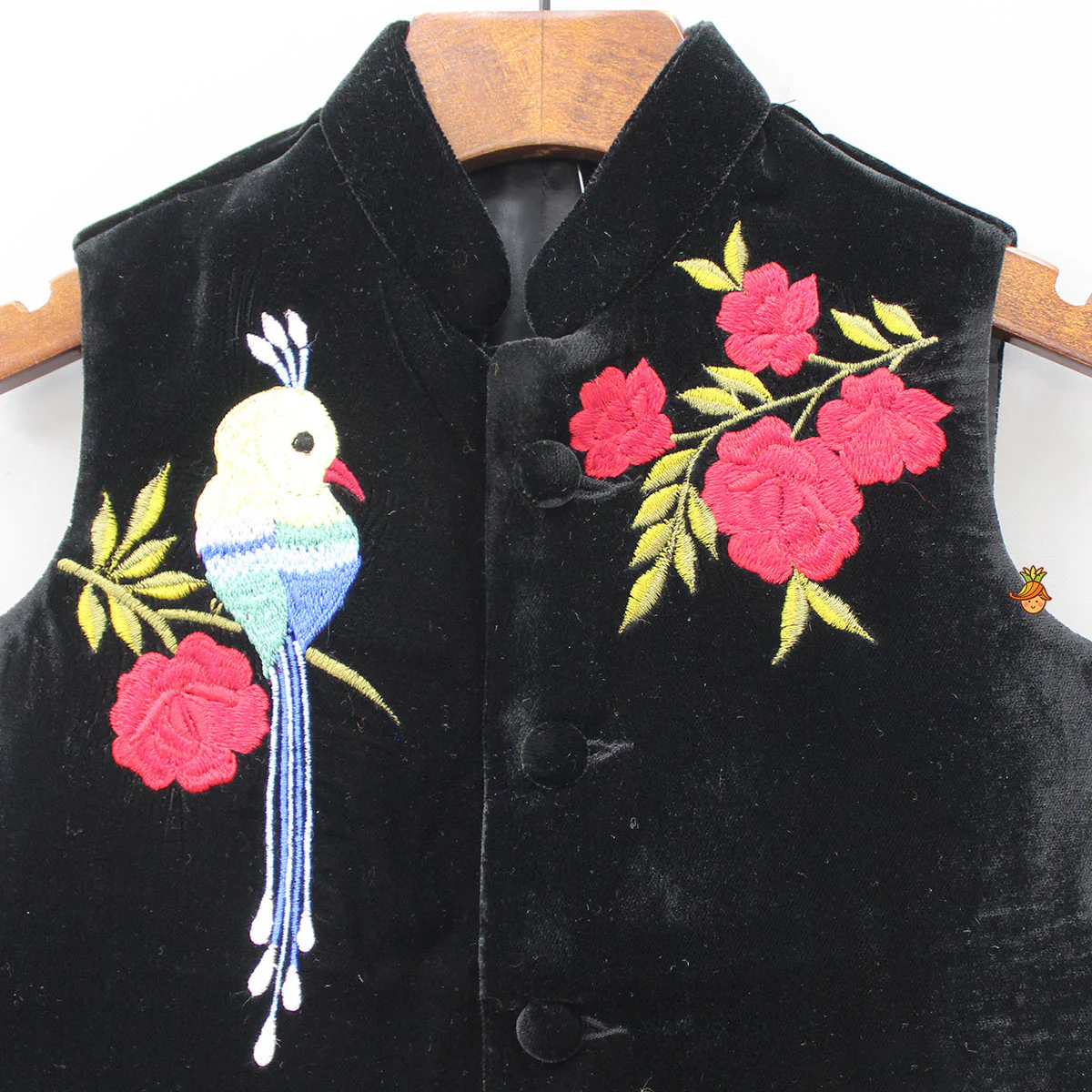 Bird And Floral Embroidered Velvet Jacket - Image 3
