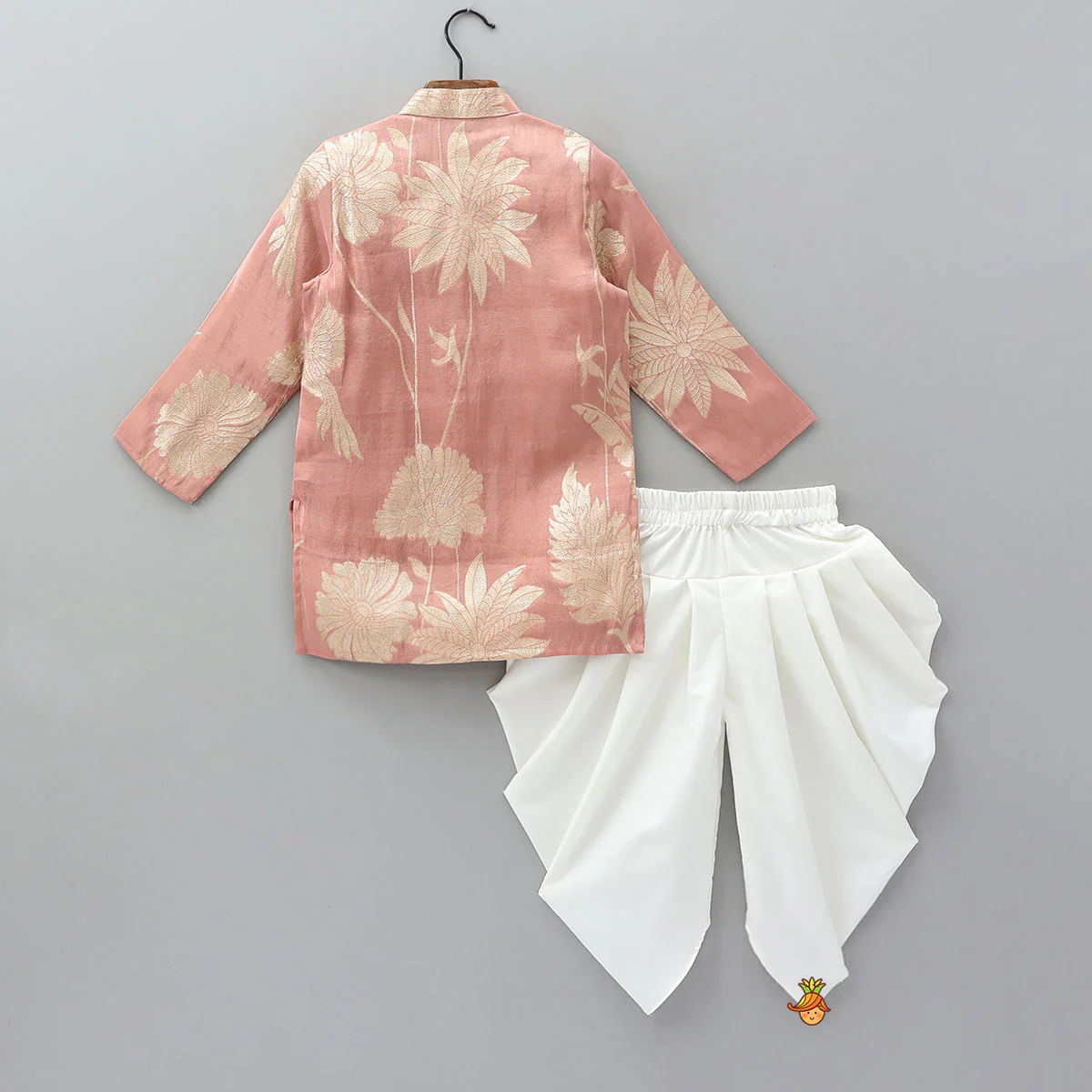 Bird Motif Detailed Shimmery Kurta And Dhoti - Image 2