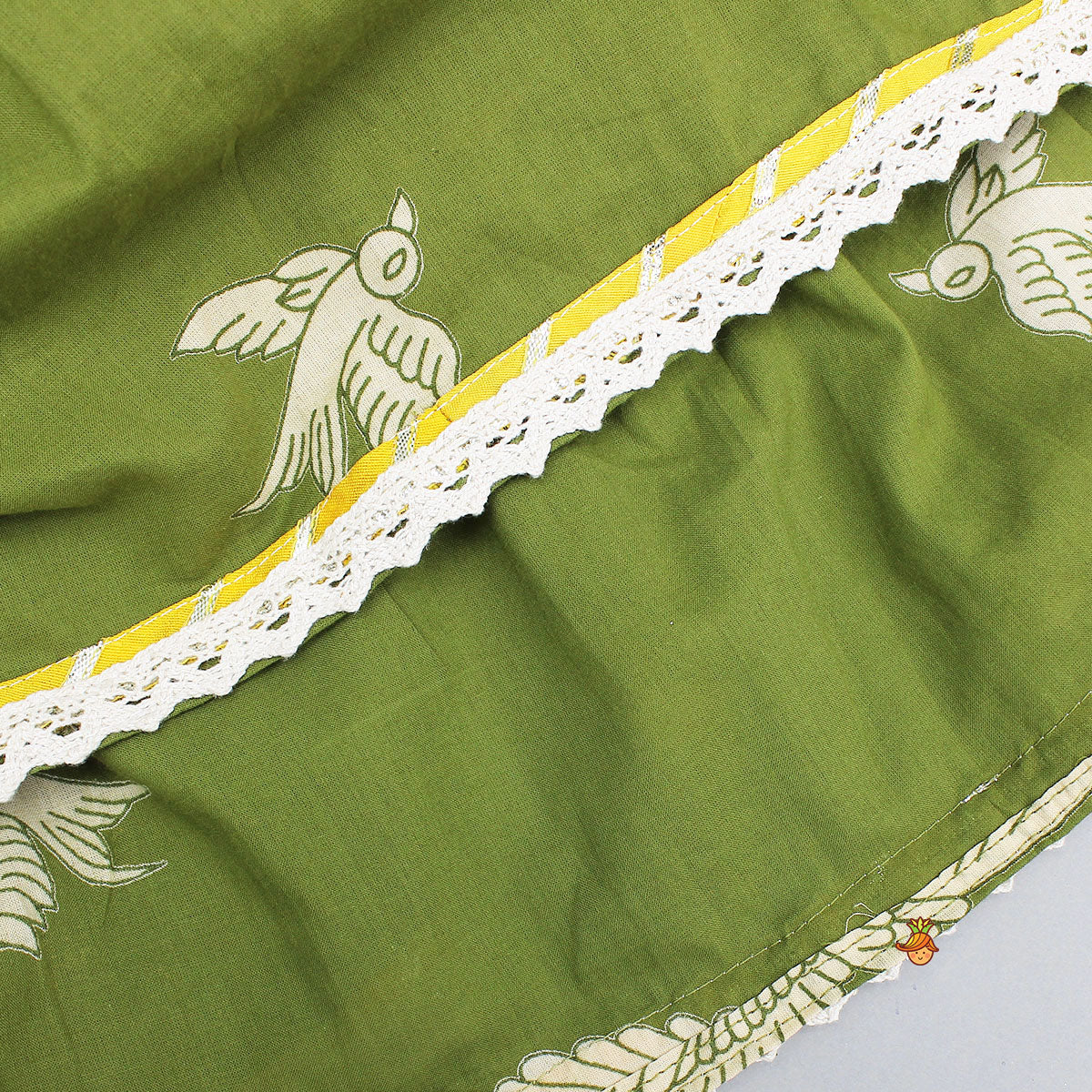 Bird-Printed Sleeveless Top With Tiered Lehenga - Image 6