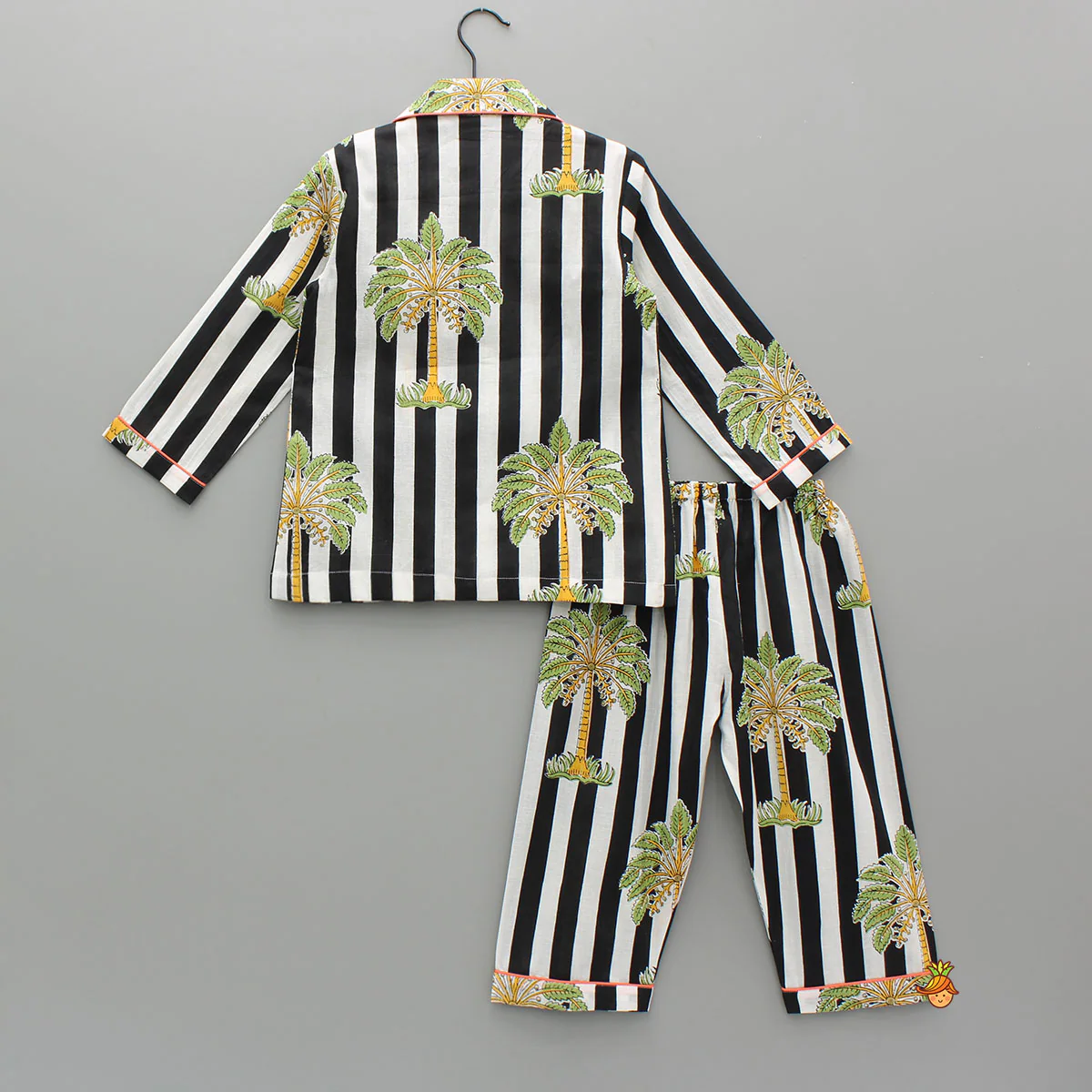 Black And White Striped Printed Cotton Sleepwear - Image 2