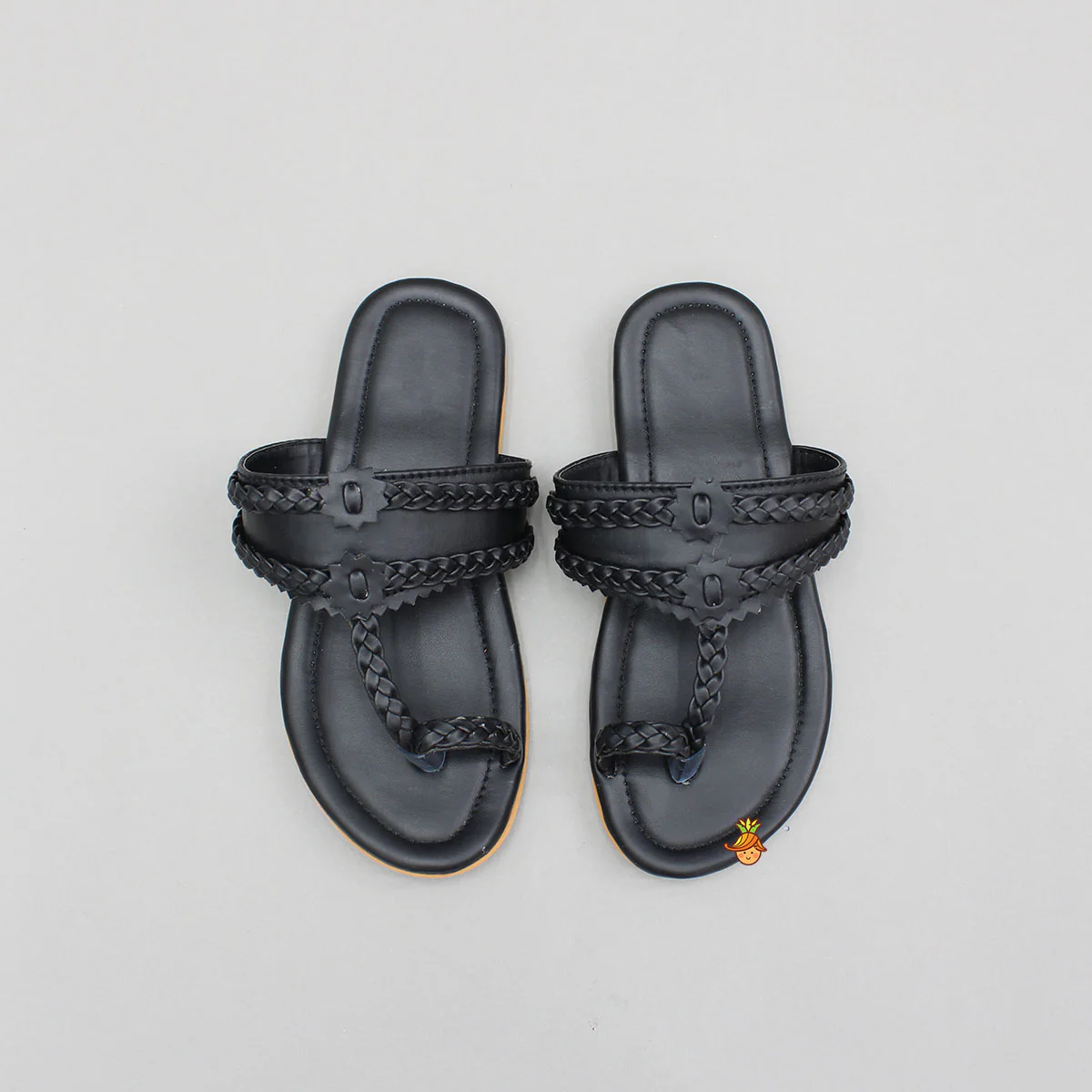 Black Braided Kolhapuri Flats - Image 3