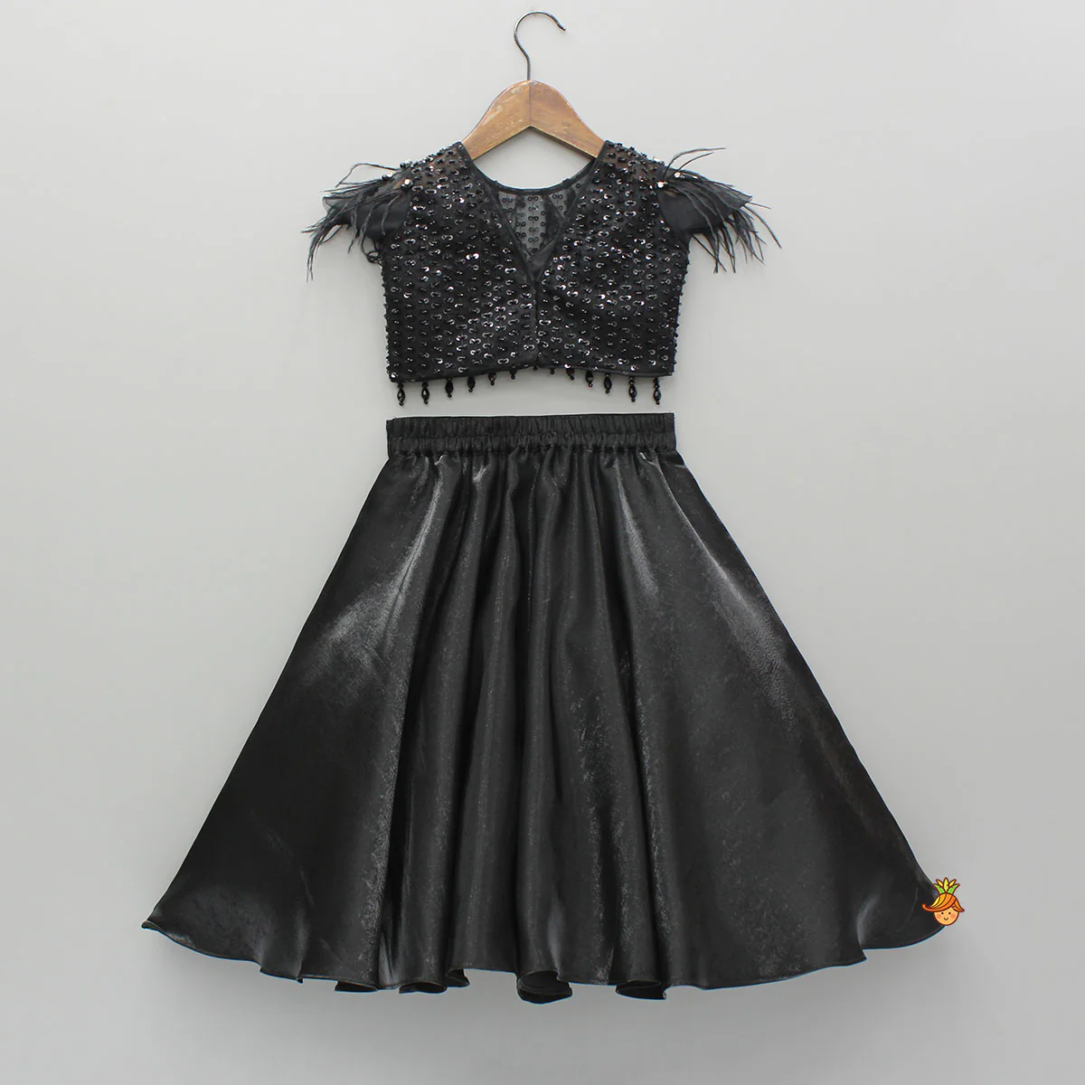 Black Embroidered Embellished Top And Lehenga - Image 2